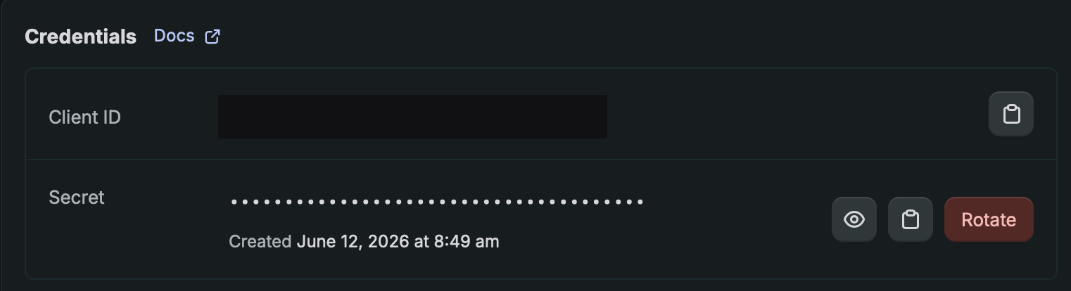 Shopify Dev Dashboard Settings : Credentials avec Client ID et Secret